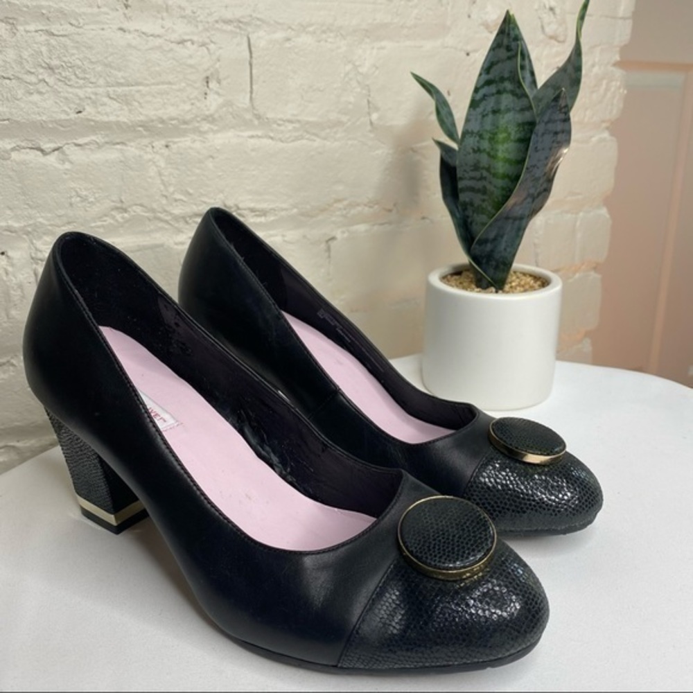 Isaac Mizrahi Addison Block Heel Black Pumps 8